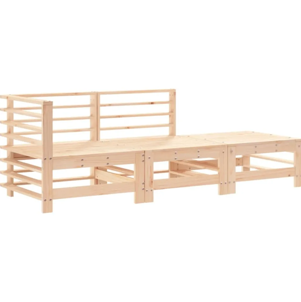 MAISON EXCLUSIVE - Salon de jardin 3 pcs avec coussins bois massif