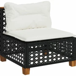 MAISON EXCLUSIVE - Salon de jardin 9 pcs avec coussins noir résine tressée