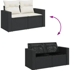MAISON EXCLUSIVE - Salon de jardin 6 pcs avec coussins noir résine tressée