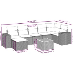 MAISON EXCLUSIVE - Salon de jardin 8 pcs avec coussins gris résine tressée