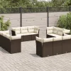 MAISON EXCLUSIVE - Salon de jardin avec coussins 12 pcs marron résine tressée