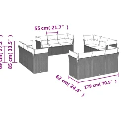 MAISON EXCLUSIVE - Salon de jardin avec coussins 12 pcs marron résine tressée