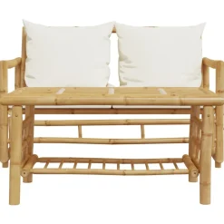 MAISON EXCLUSIVE - Salon de jardin 2 pcs avec coussins bambou