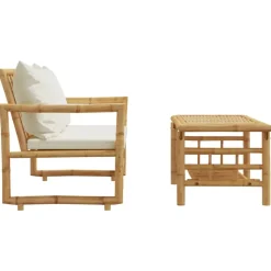 MAISON EXCLUSIVE - Salon de jardin 2 pcs avec coussins bambou