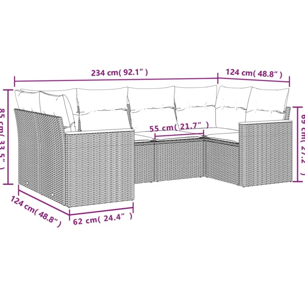 MAISON EXCLUSIVE - Salon de jardin avec coussins 6 pcs beige résine tressée