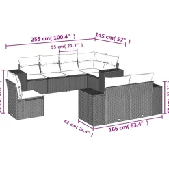 MAISON EXCLUSIVE - Salon de jardin avec coussins 8 pcs beige résine tressée