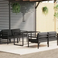 MAISON EXCLUSIVE - Salon de jardin 5 pcs avec coussins aluminium anthracite