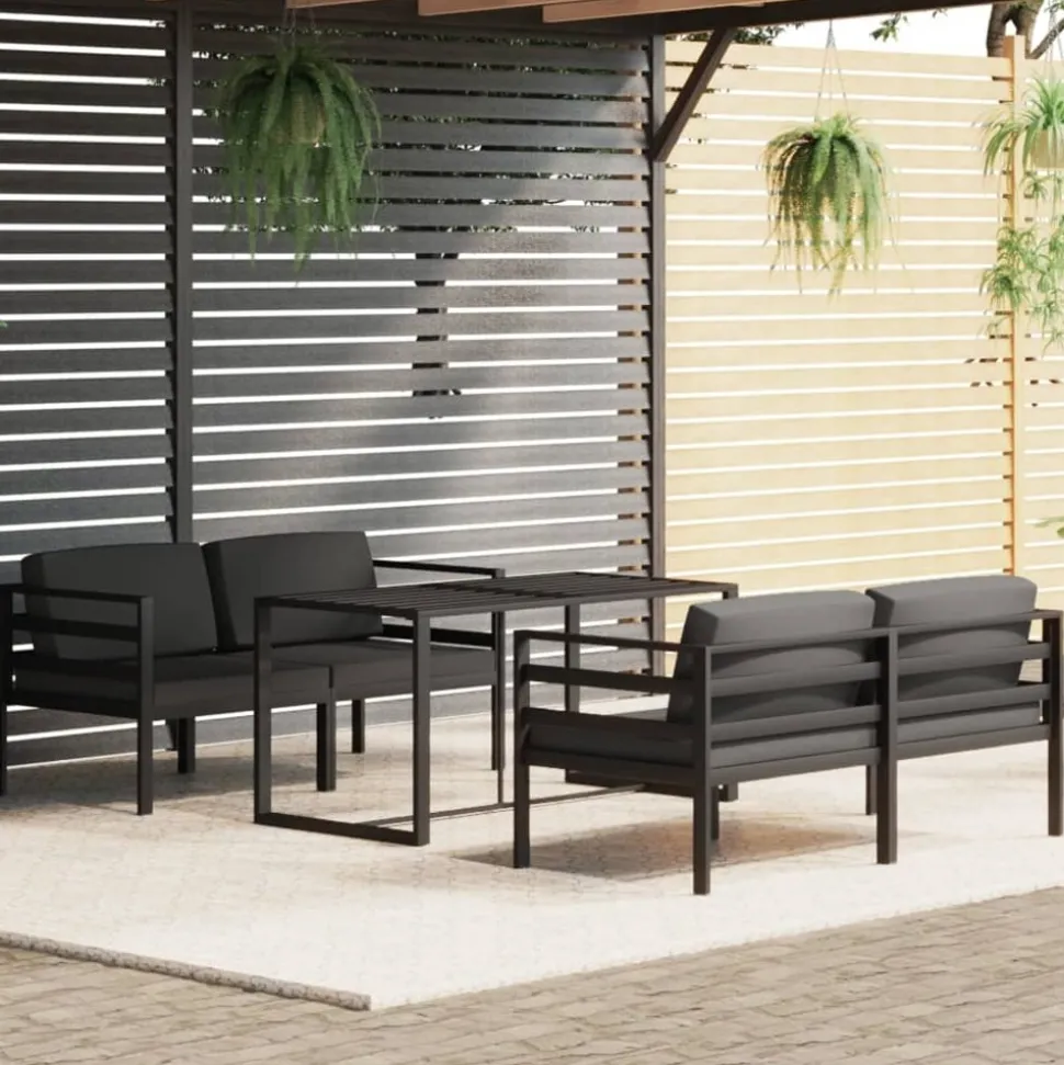 MAISON EXCLUSIVE - Salon de jardin 5 pcs avec coussins aluminium anthracite