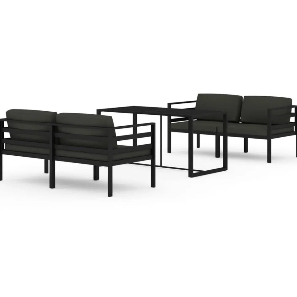 MAISON EXCLUSIVE - Salon de jardin 5 pcs avec coussins aluminium anthracite