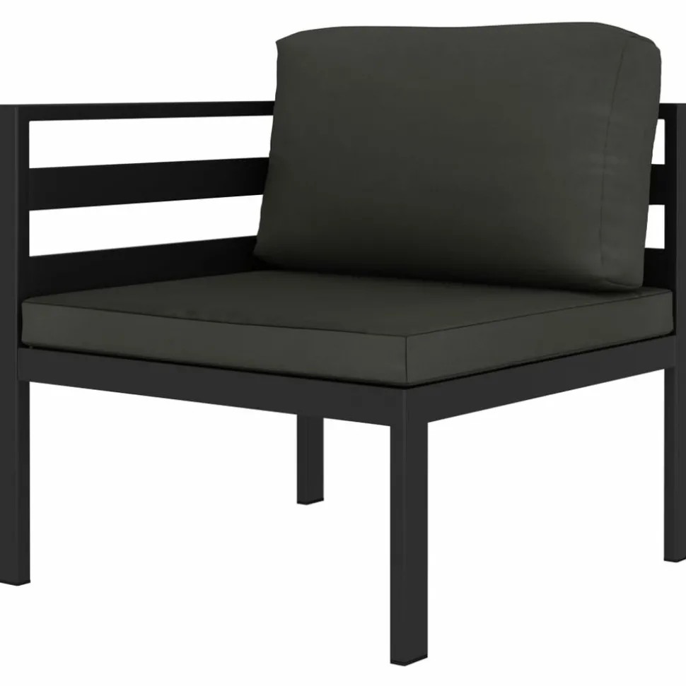 MAISON EXCLUSIVE - Salon de jardin 5 pcs avec coussins aluminium anthracite