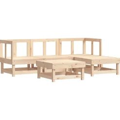 MAISON EXCLUSIVE - Salon de jardin 5 pcs avec coussins bois massif