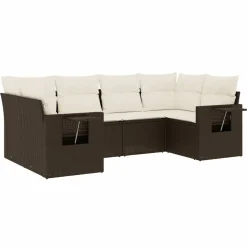 MAISON EXCLUSIVE - Salon de jardin avec coussins 6 pcs marron résine tressée