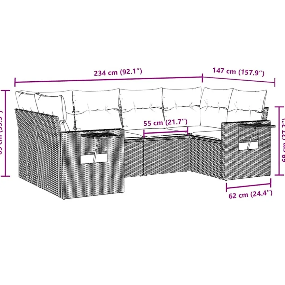 MAISON EXCLUSIVE - Salon de jardin avec coussins 6 pcs marron résine tressée