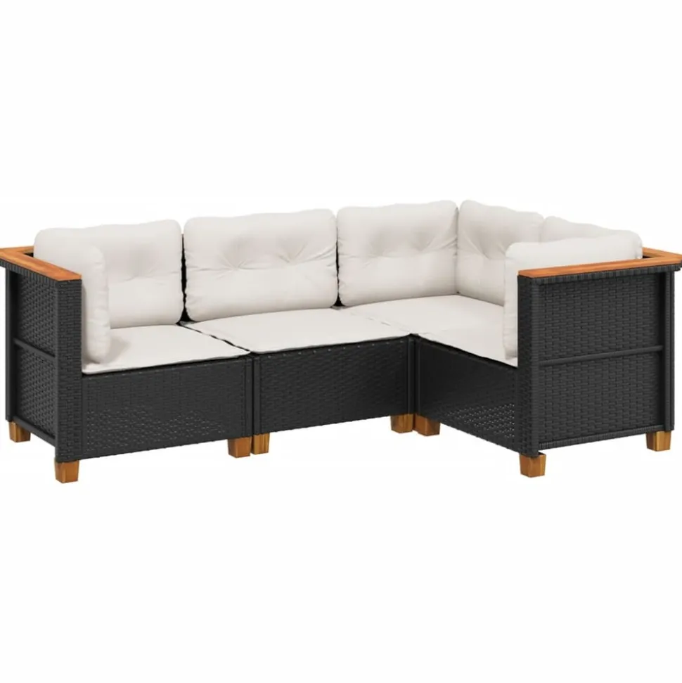 MAISON EXCLUSIVE - Salon de jardin 4 pcs avec coussins noir résine tressée