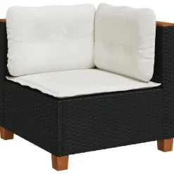 MAISON EXCLUSIVE - Salon de jardin 4 pcs avec coussins noir résine tressée