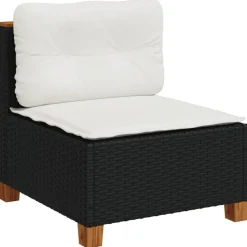 MAISON EXCLUSIVE - Salon de jardin 4 pcs avec coussins noir résine tressée