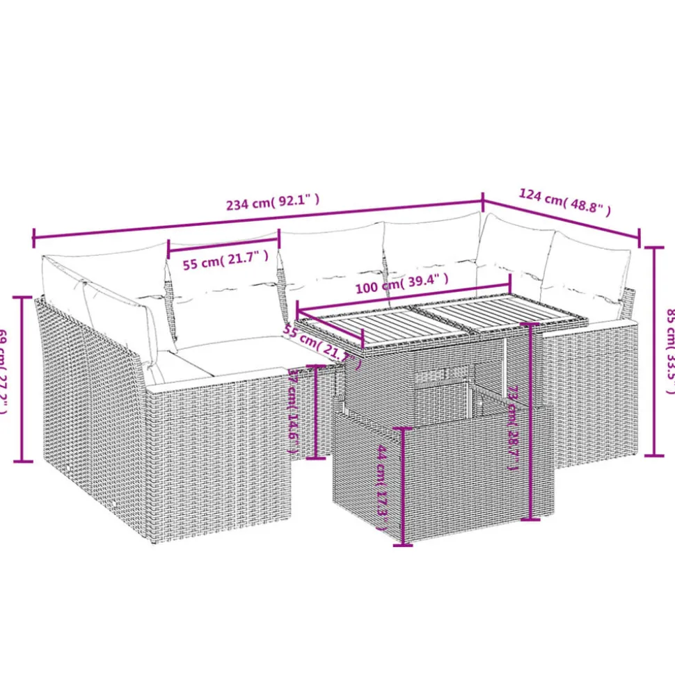 MAISON EXCLUSIVE - Salon de jardin avec coussins 7 pcs beige résine tressée