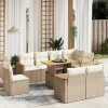 MAISON EXCLUSIVE - Salon de jardin avec coussins 9 pcs beige résine tressée