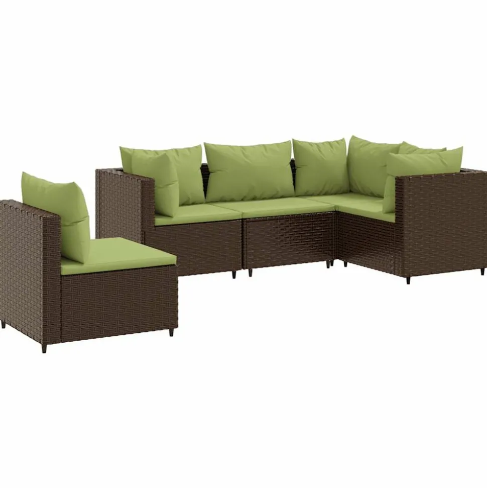 MAISON EXCLUSIVE - Salon de jardin 5 pcs avec coussins marron résine tressée