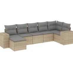 MAISON EXCLUSIVE - Salon de jardin avec coussins 7 pcs beige résine tressée