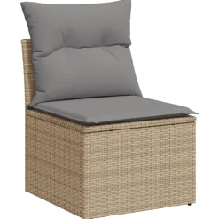 MAISON EXCLUSIVE - Salon de jardin avec coussins 7 pcs beige résine tressée