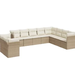 MAISON EXCLUSIVE - Salon de jardin avec coussins 10 pcs beige résine tressée