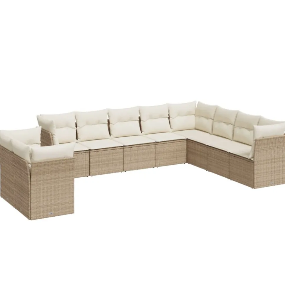 MAISON EXCLUSIVE - Salon de jardin avec coussins 10 pcs beige résine tressée