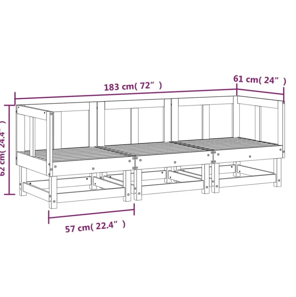 MAISON EXCLUSIVE - Salon de jardin 3 pcs bois massif douglas