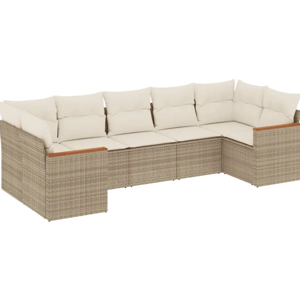 MAISON EXCLUSIVE - Salon de jardin avec coussins 7 pcs beige résine tressée