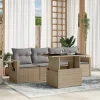 MAISON EXCLUSIVE - Salon de jardin avec coussins 5 pcs beige résine tressée