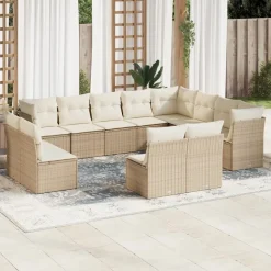 MAISON EXCLUSIVE - Salon de jardin avec coussins 12 pcs beige résine tressée