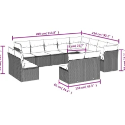 MAISON EXCLUSIVE - Salon de jardin avec coussins 12 pcs beige résine tressée