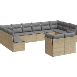 MAISON EXCLUSIVE - Salon de jardin avec coussins 12 pcs beige résine tressée