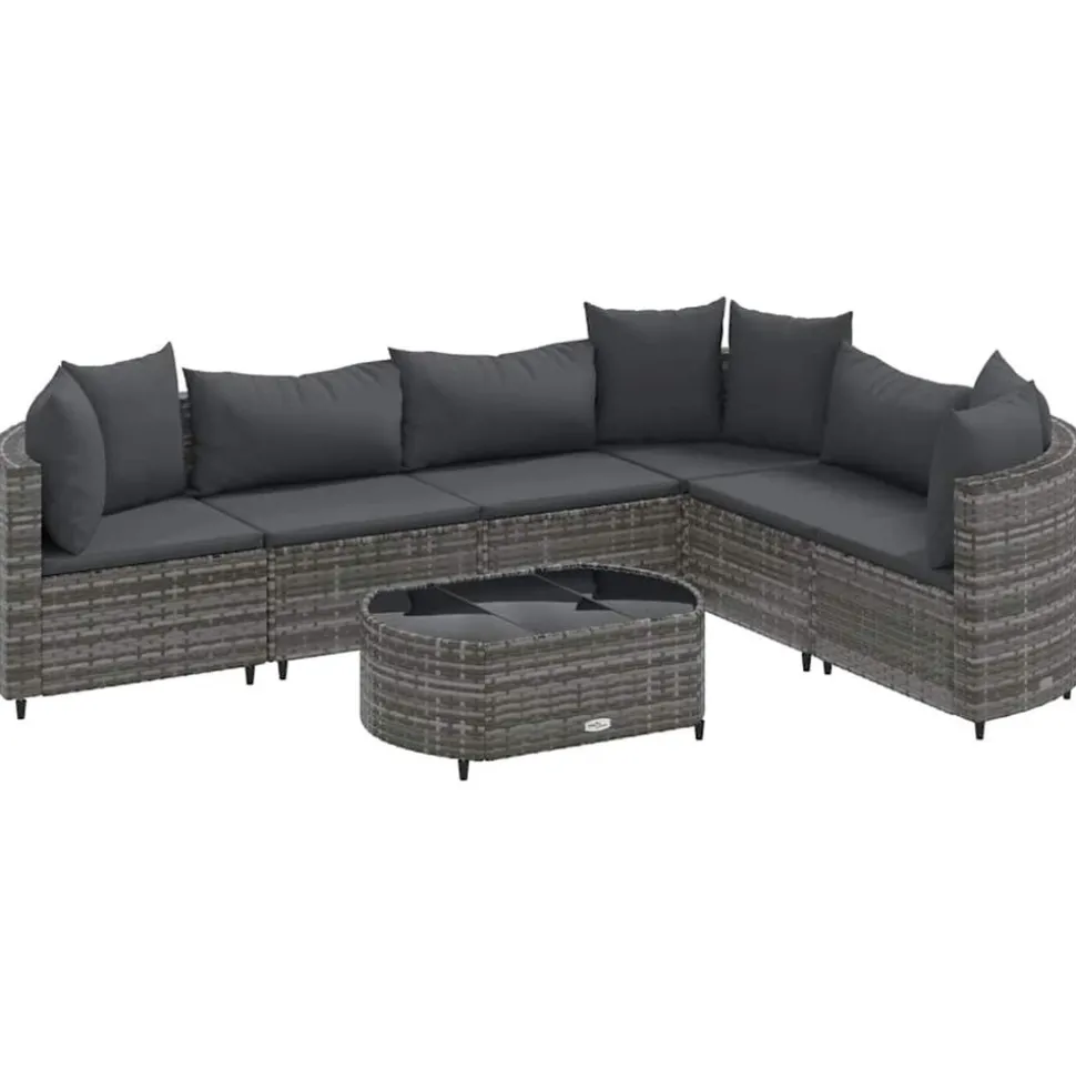 MAISON EXCLUSIVE - Salon de jardin avec coussins 7 pcs gris résine tressée
