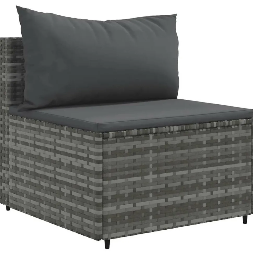 MAISON EXCLUSIVE - Salon de jardin avec coussins 7 pcs gris résine tressée