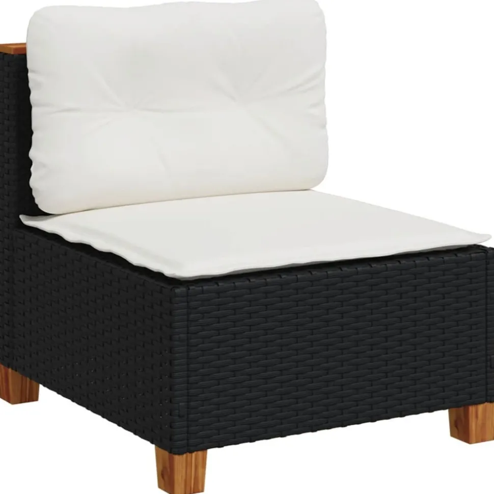 MAISON EXCLUSIVE - Salon de jardin 6 pcs avec coussins noir résine tressée