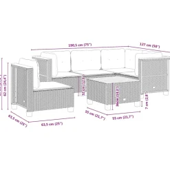 MAISON EXCLUSIVE - Salon de jardin 6 pcs avec coussins noir résine tressée