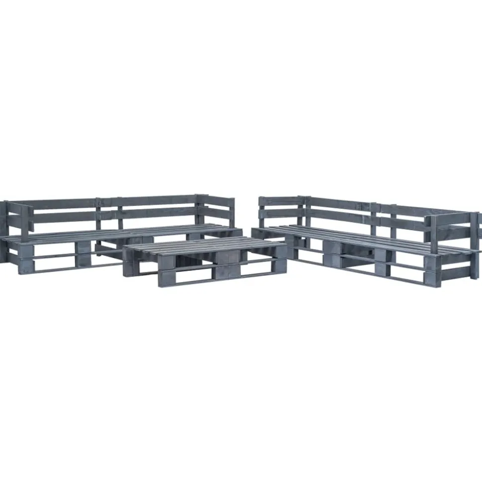 MAISON EXCLUSIVE - Salon de jardin palette 6 pcs bois gris