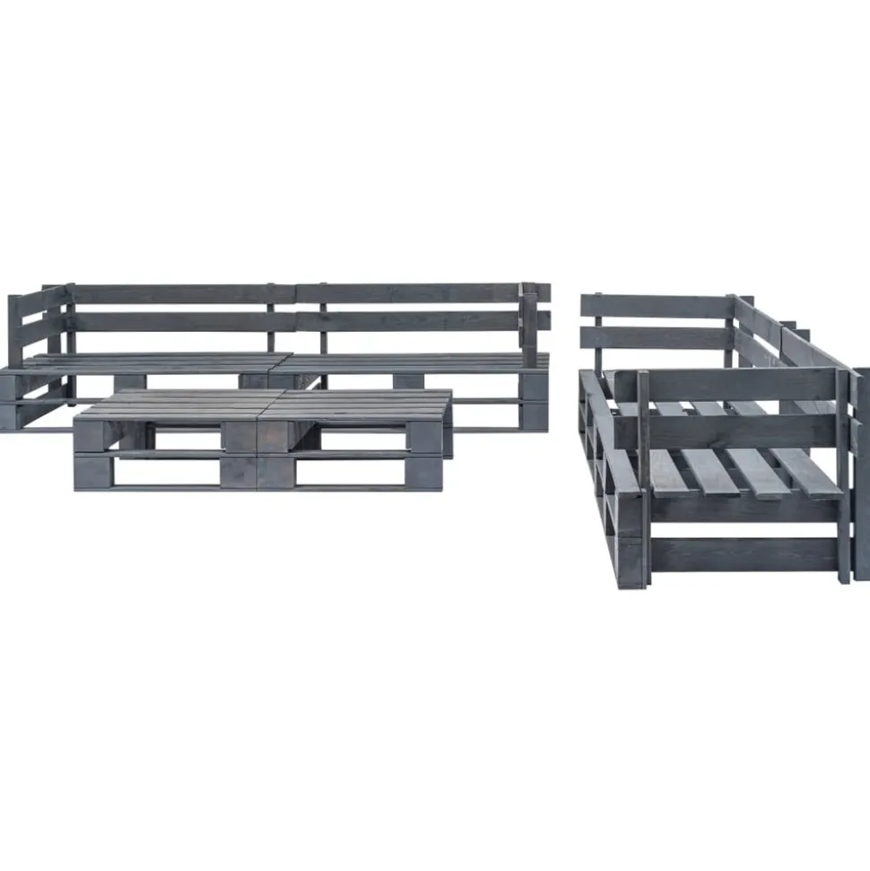 MAISON EXCLUSIVE - Salon de jardin palette 6 pcs bois gris