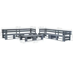 MAISON EXCLUSIVE - Salon de jardin palette 6 pcs bois gris
