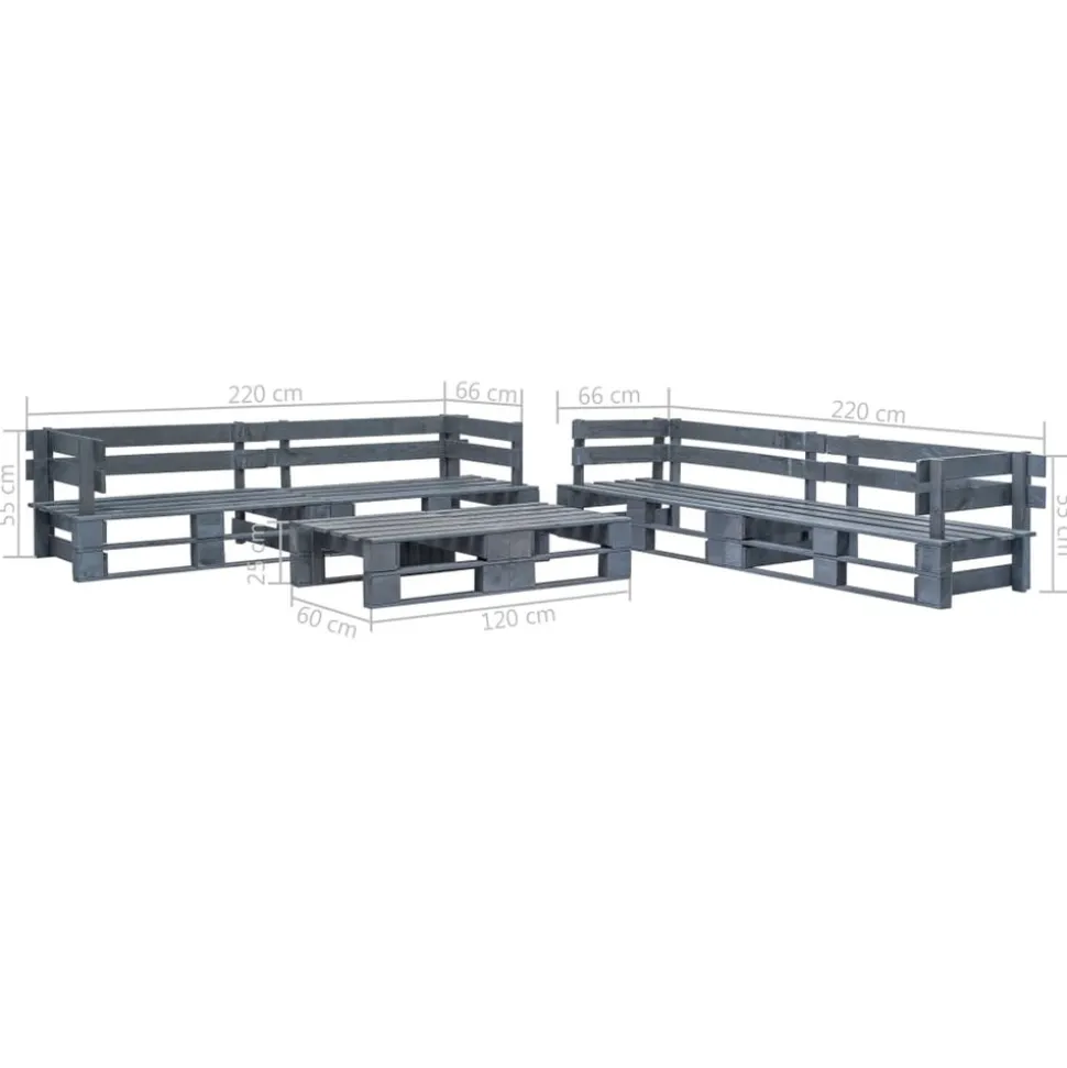 MAISON EXCLUSIVE - Salon de jardin palette 6 pcs bois gris