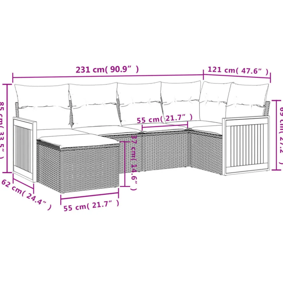 MAISON EXCLUSIVE - Salon de jardin avec coussins 6 pcs beige résine tressée
