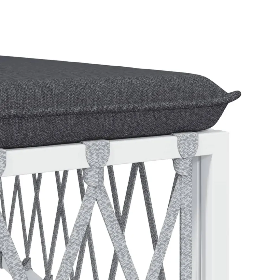MAISON EXCLUSIVE - Salon de jardin avec coussins 5 pcs blanc acier
