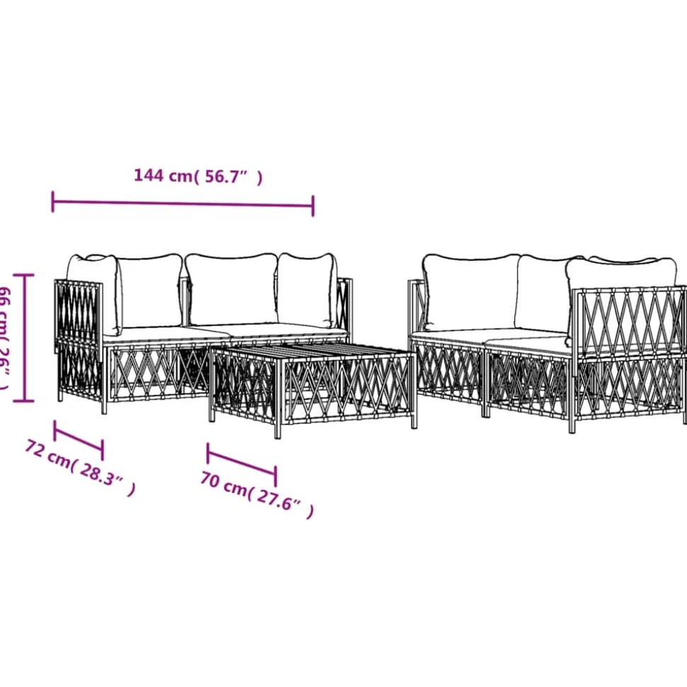 MAISON EXCLUSIVE - Salon de jardin avec coussins 5 pcs blanc acier