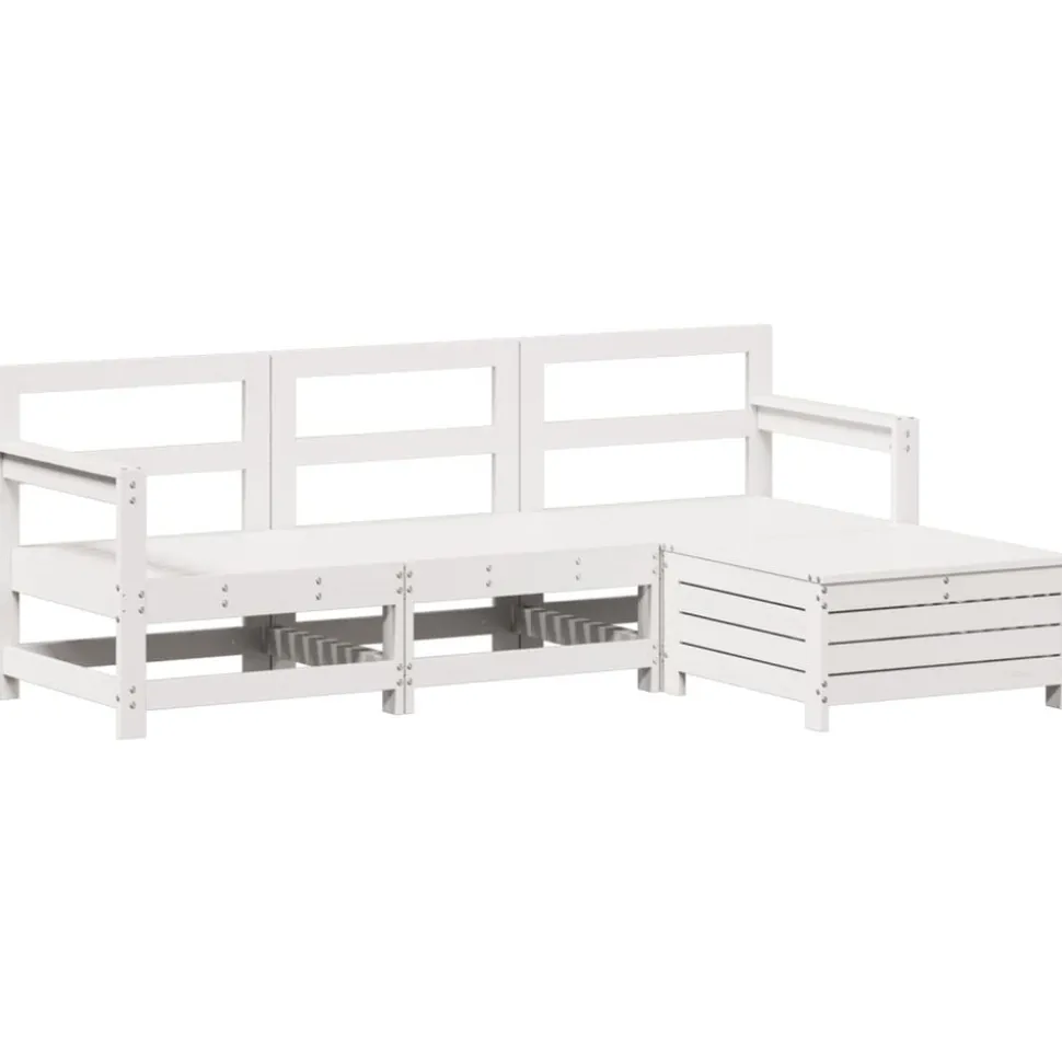 MAISON EXCLUSIVE - Salon de jardin 4 pcs blanc bois de pin massif