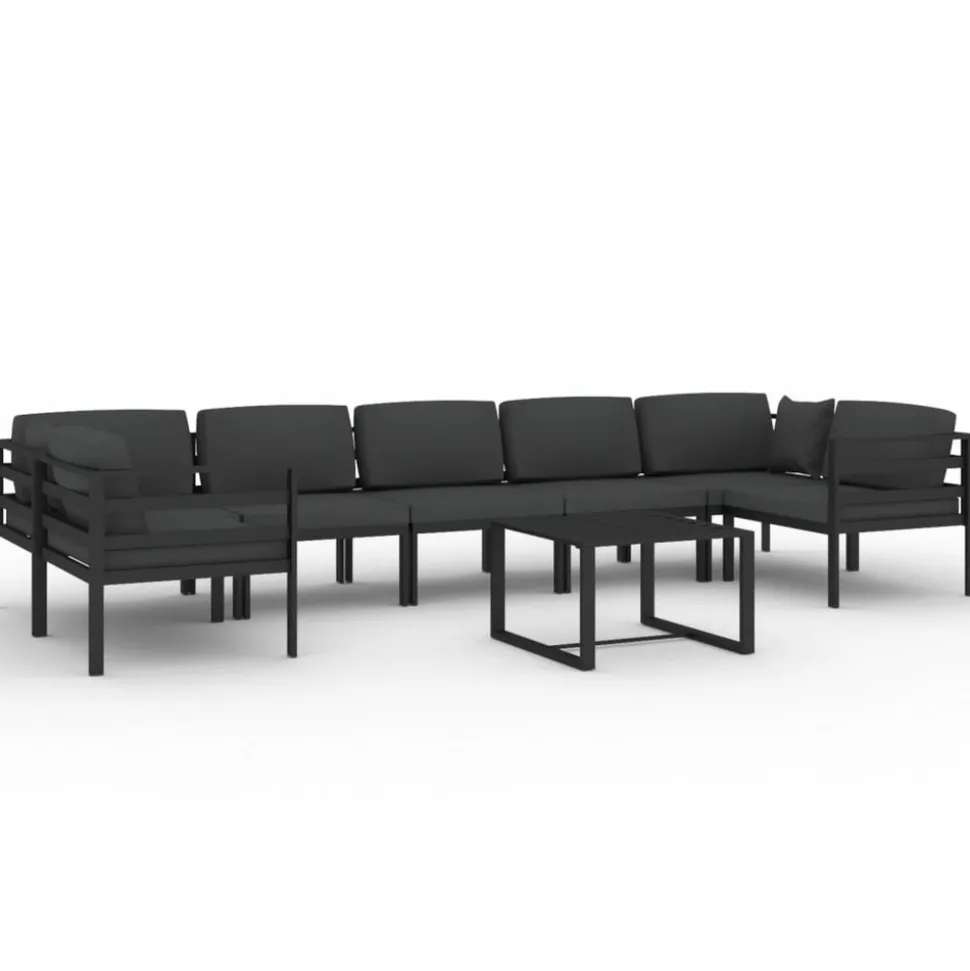 MAISON EXCLUSIVE - Salon de jardin 8 pcs avec coussins aluminium anthracite