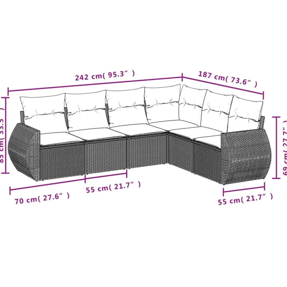 MAISON EXCLUSIVE - Salon de jardin avec coussins 6 pcs beige résine tressée