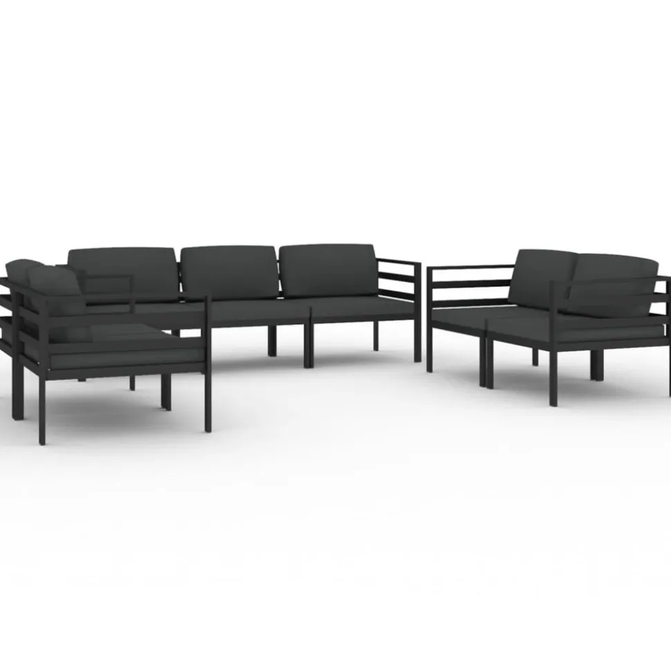 MAISON EXCLUSIVE - Salon de jardin 7 pcs avec coussins aluminium anthracite