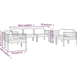 MAISON EXCLUSIVE - Salon de jardin 7 pcs avec coussins aluminium anthracite