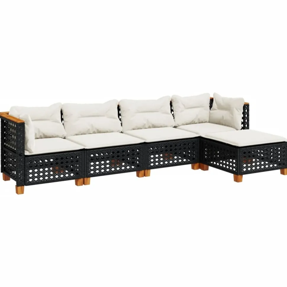 MAISON EXCLUSIVE - Salon de jardin 5 pcs avec coussins noir résine tressée